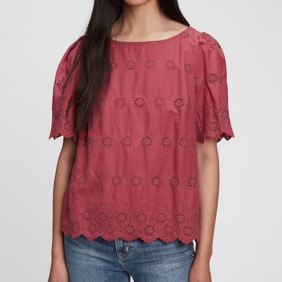 Gap Eyelet Scalloped Open Back Blouse - Size M - Picture 5 of 5